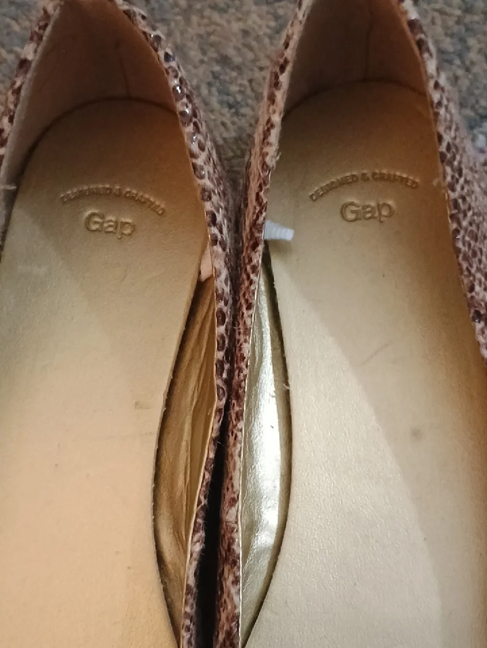 GAP, Snake Print Pointed Toe Flats - Neutral Colors, Size 7